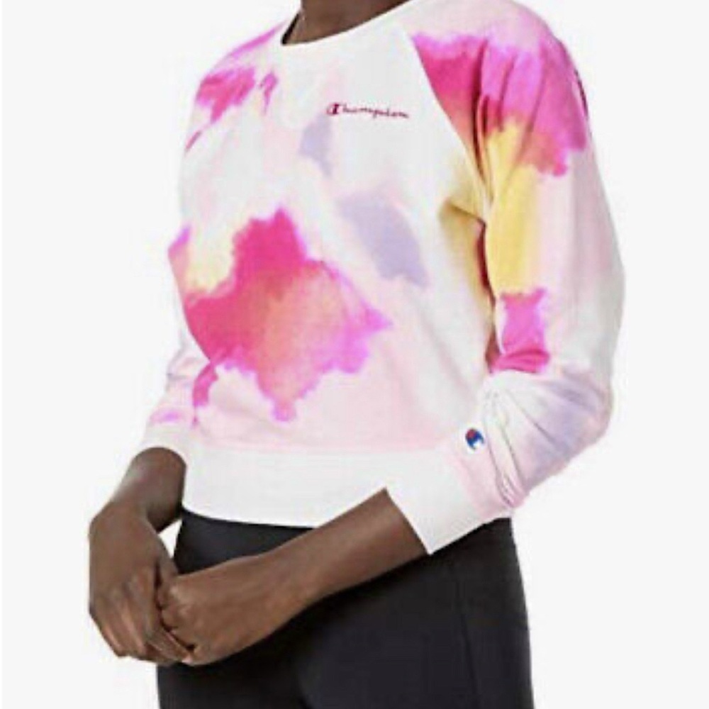 Champion Women's Campus French Terry Crew Multi Wash Cloud Fuchsia